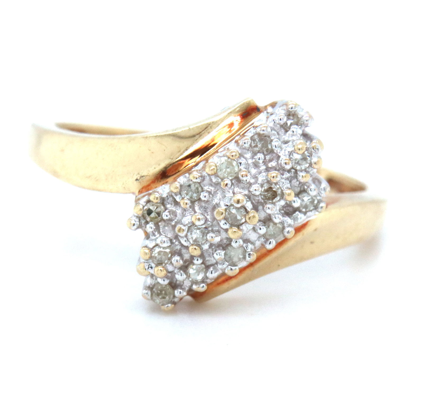 10kt Yellow gold diamond cluster ring (1 of 4)