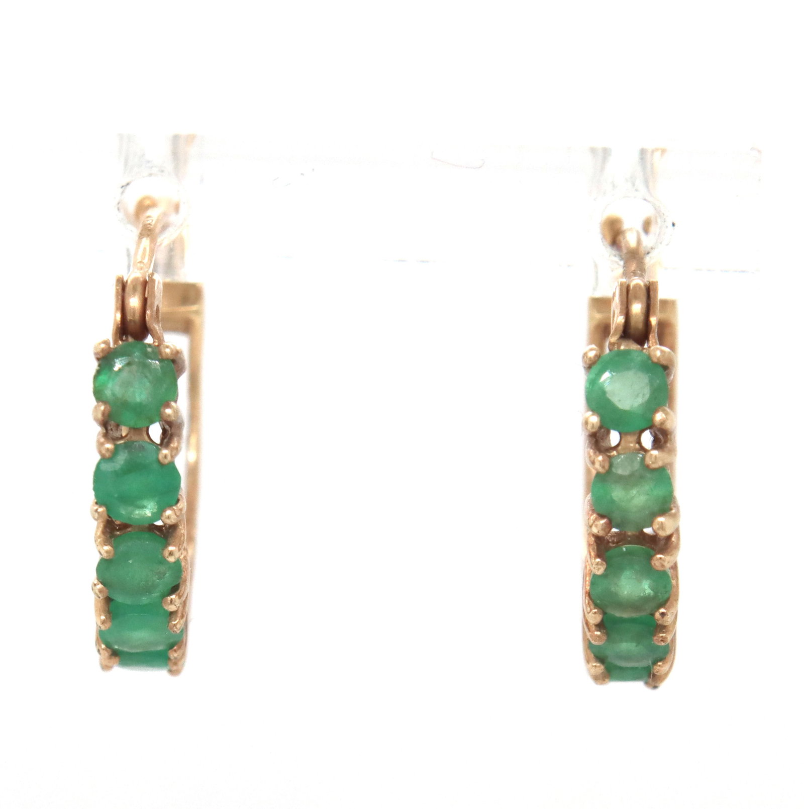 10kt Yellow gold emerald hoop earrings (1 of 4)