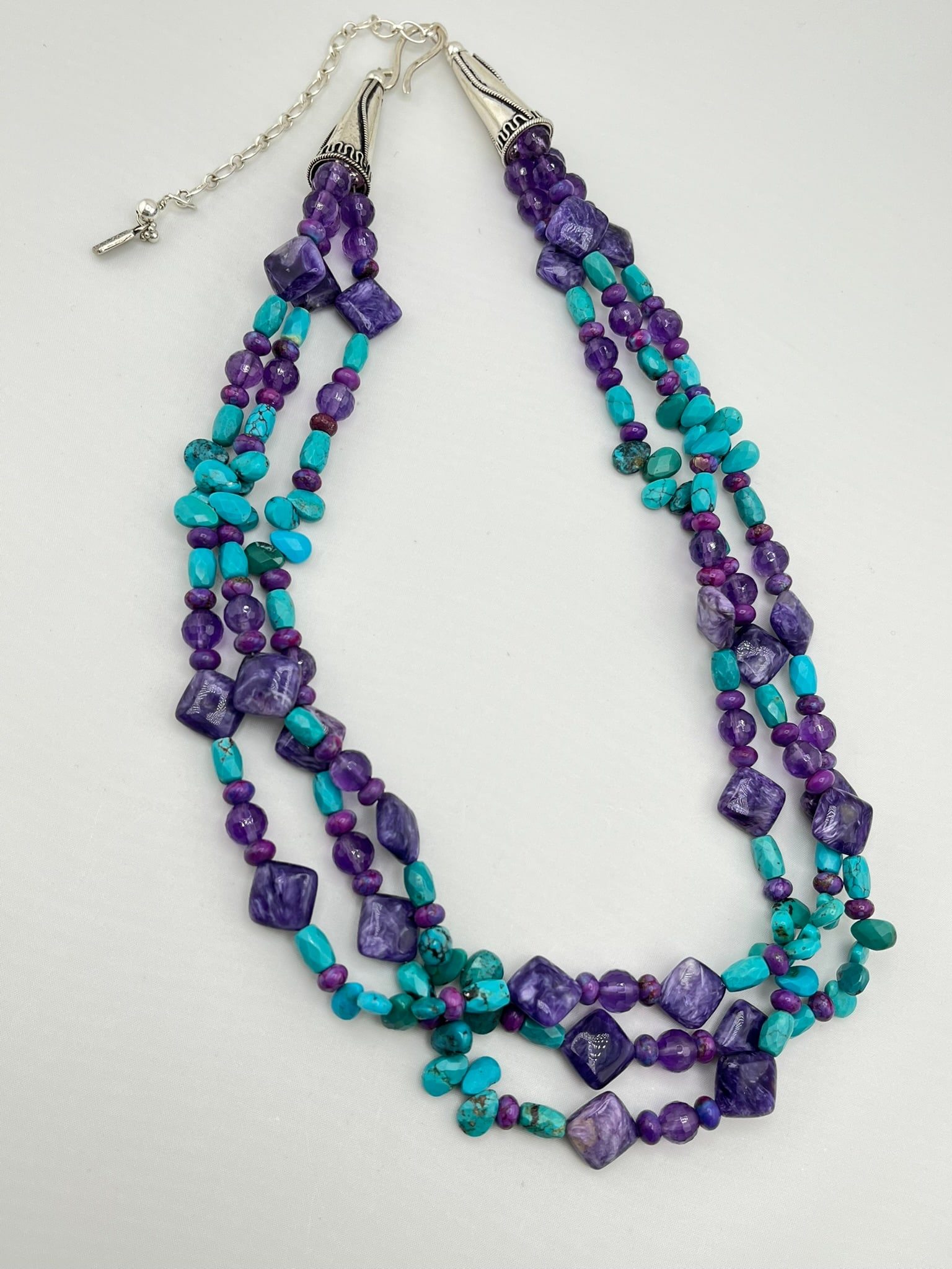 Rocky Gorman 925 Sterling Silver Amethyst Turquoise Necklace (1 of 7)