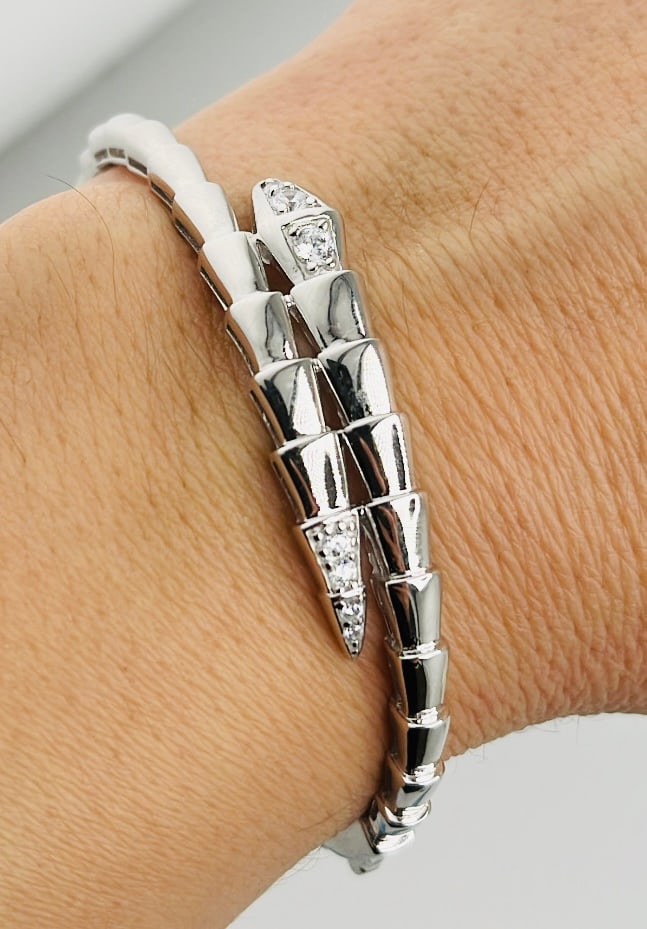 925 Sterling Silver Serpenti Style Snake Bangle (1 of 8)