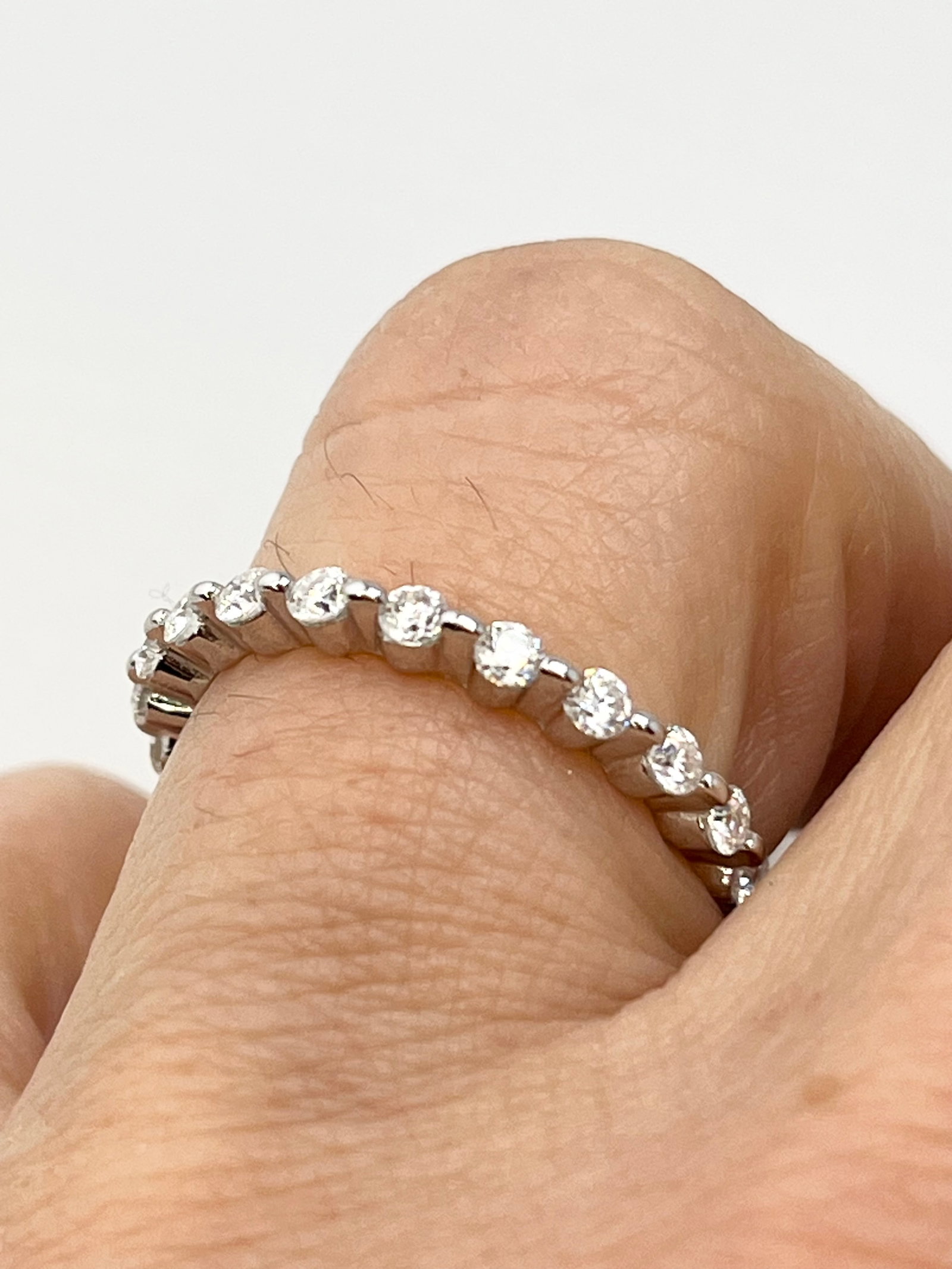 925 Sterling Silver Moissanite Single Prong Eternity Band (1 of 6)