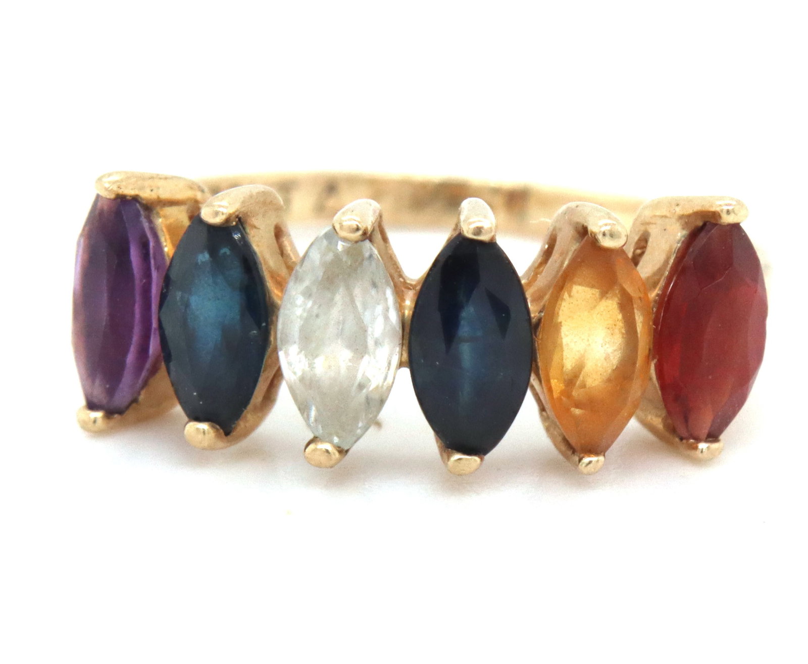 10kt Yellow gold multi color sapphire band (1 of 4)