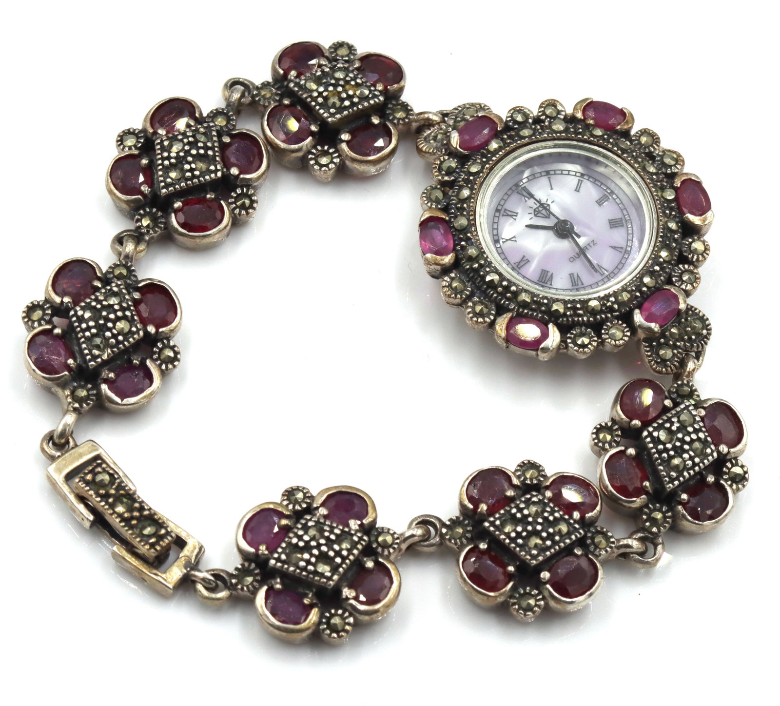 925 Sterling silver and ruby ladies watch - 2