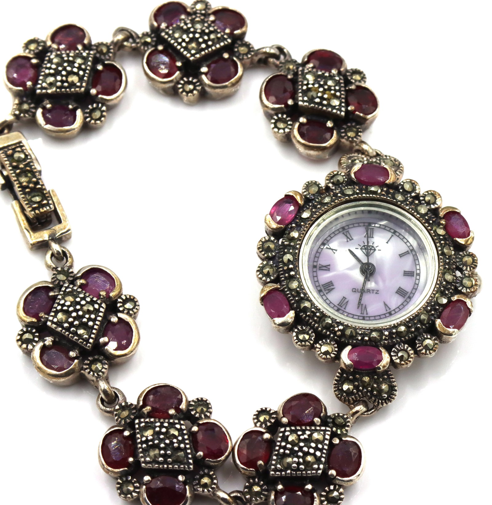 925 Sterling silver and ruby ladies watch - 3