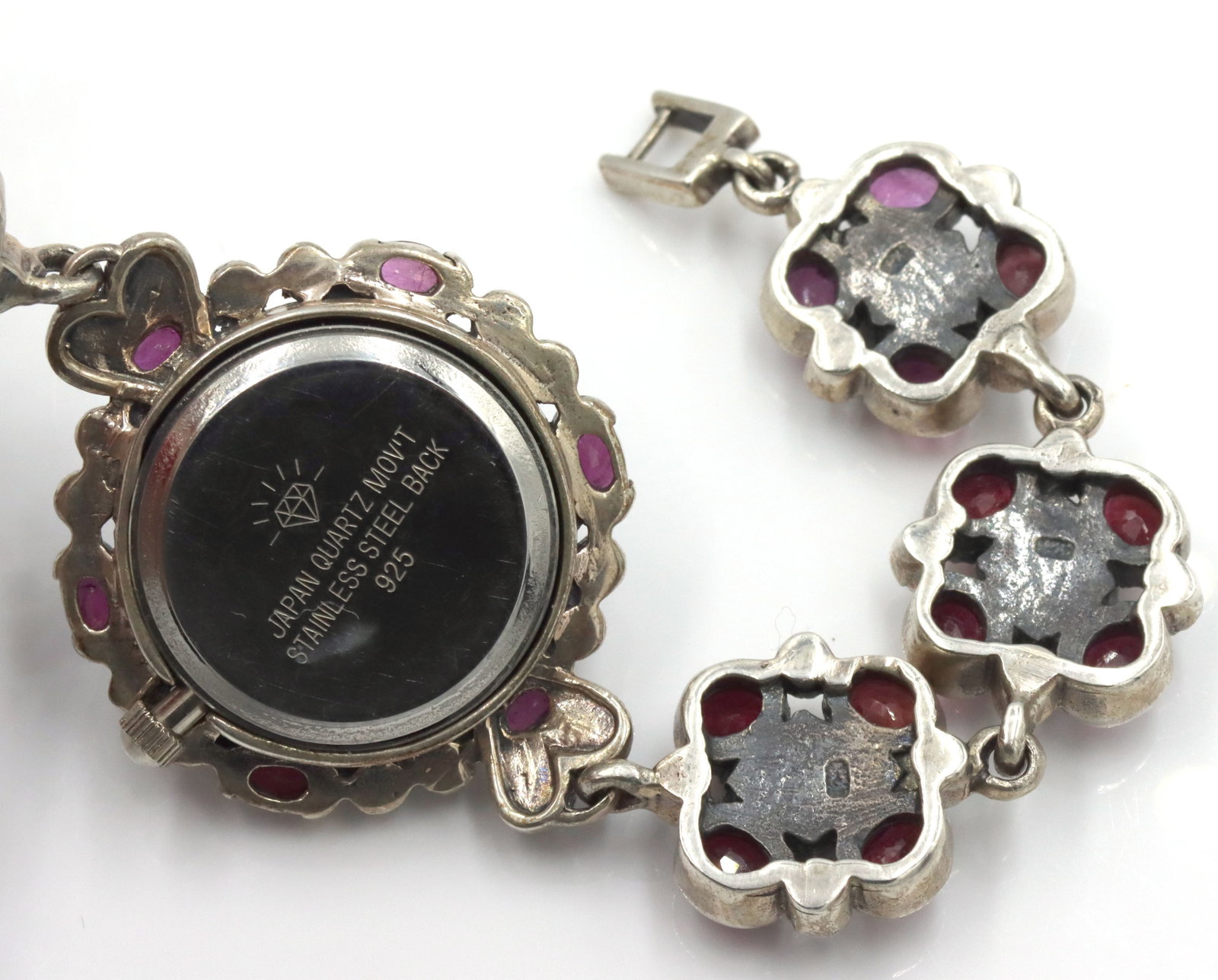 925 Sterling silver and ruby ladies watch - 4