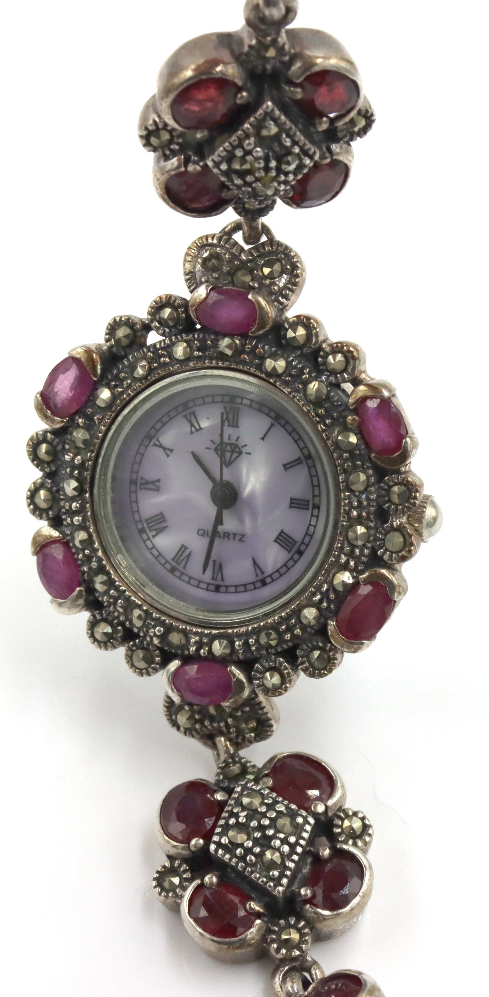 925 Sterling silver and ruby ladies watch - 5