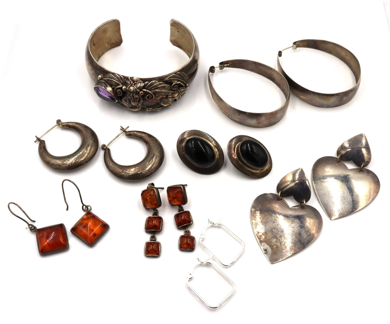 Heavy group lot of vintage 925 sterling silver miscellaneous jewelry (1 of 10)