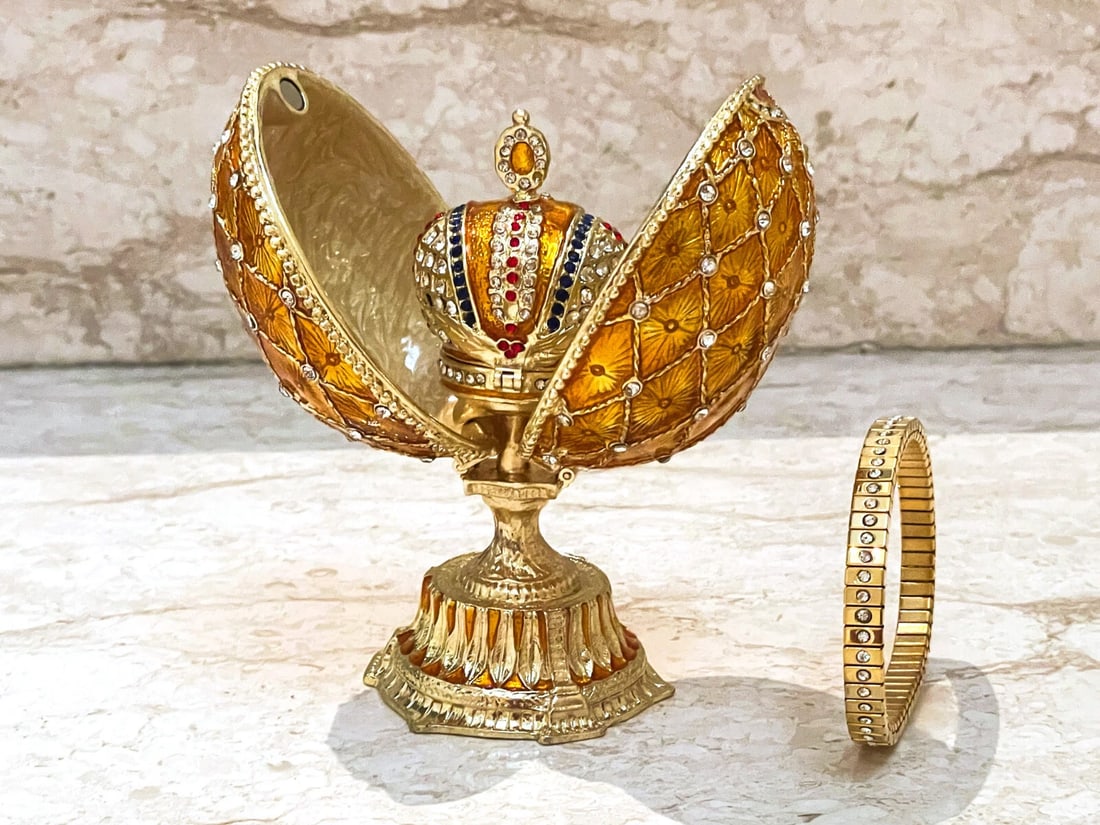 Faberg?-Style Imperial Crowned Egg Trinket (1 of 10)