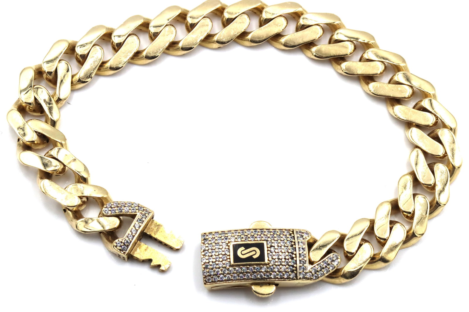 14kt Yellow gold Solid curb bracelet - 4