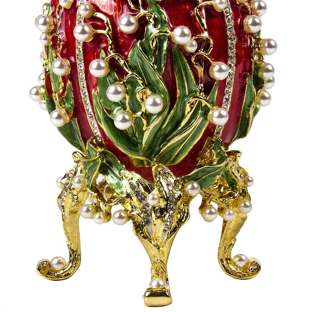 Red Lily of the Valley Faberg? Egg Replica ? Perfect Easter or Collectible Gift - 3