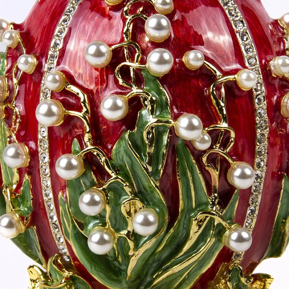 Red Lily of the Valley Faberg? Egg Replica ? Perfect Easter or Collectible Gift - 4