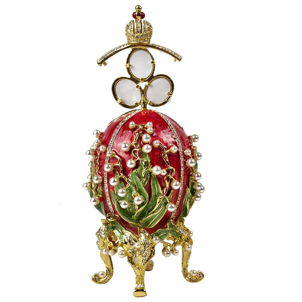 Red Lily of the Valley Faberg? Egg Replica ? Perfect Easter or Collectible Gift - 6
