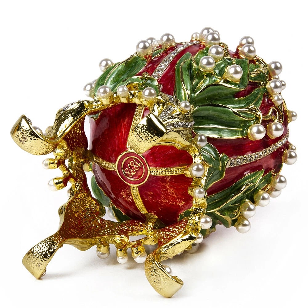 Red Lily of the Valley Faberg? Egg Replica ? Perfect Easter or Collectible Gift - 9
