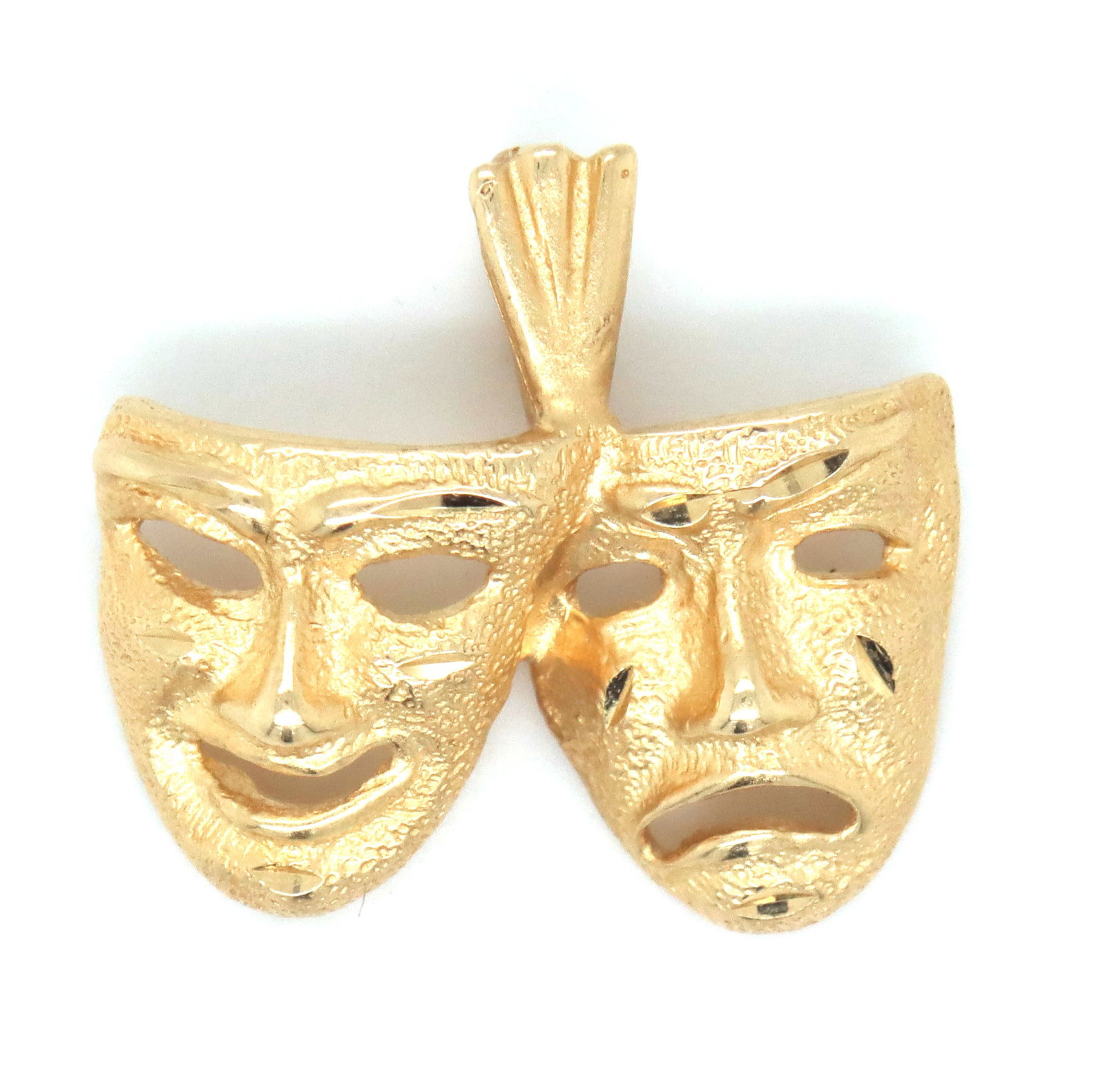 14kt Yellow gold Comedy and Tracedy charm pendant (1 of 3)