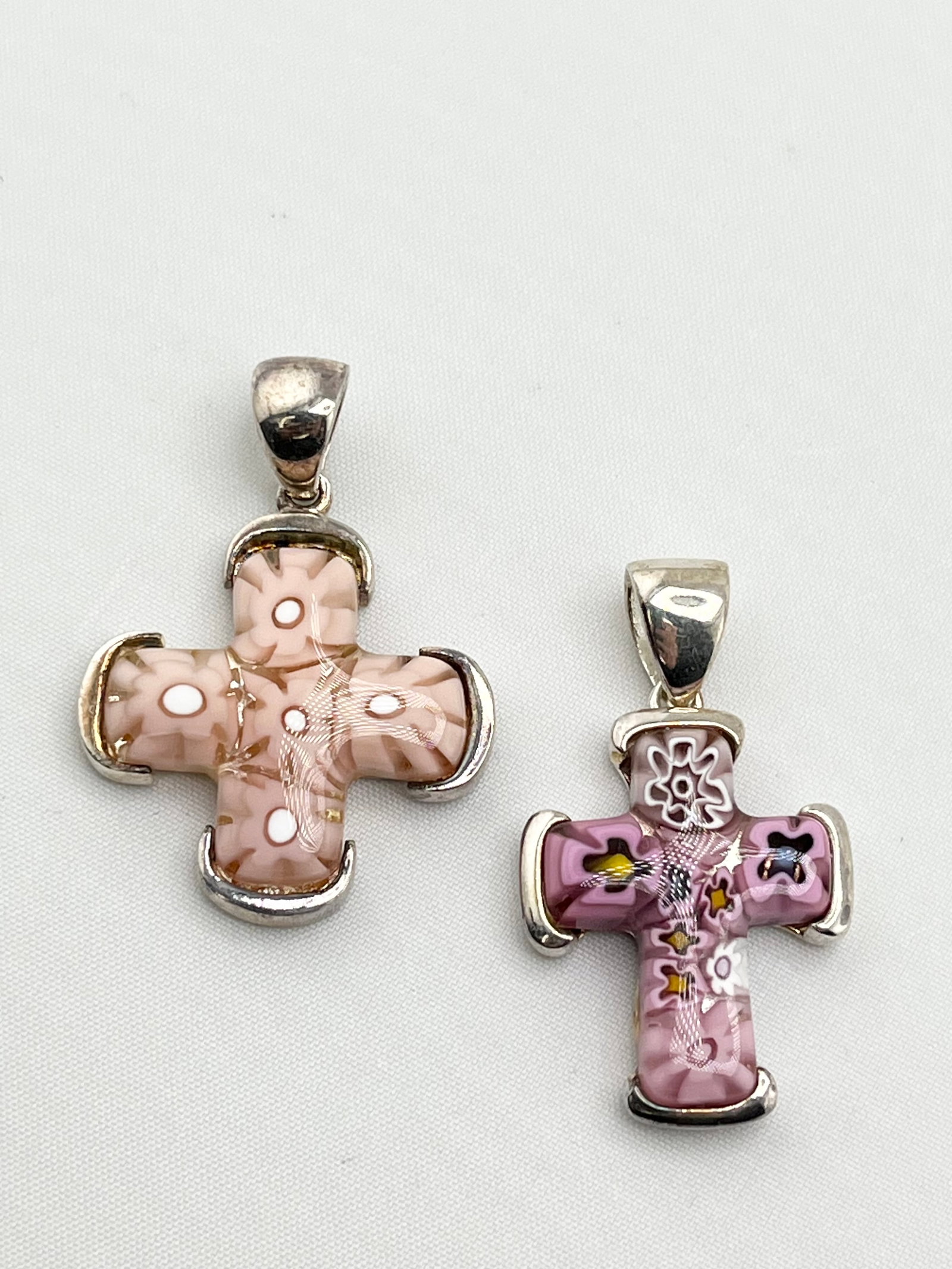 925 sterling Silver Set Of Vintage Alan K Millefiori Of Venice Murano Glass Cross Pendant (1 of 6)