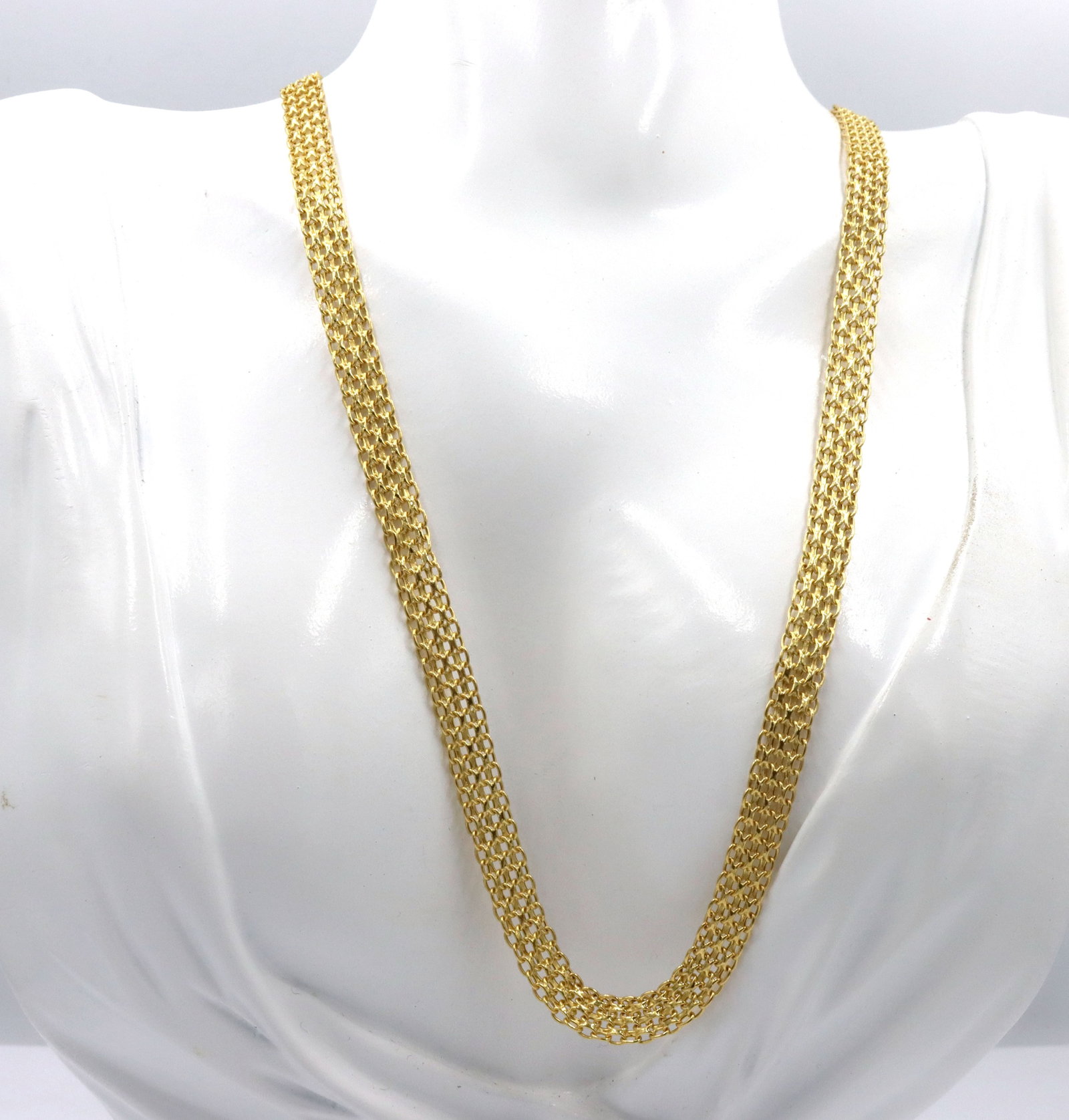 Italian 14kt Yellow gold Hollow Bismark chain necklace (1 of 4)