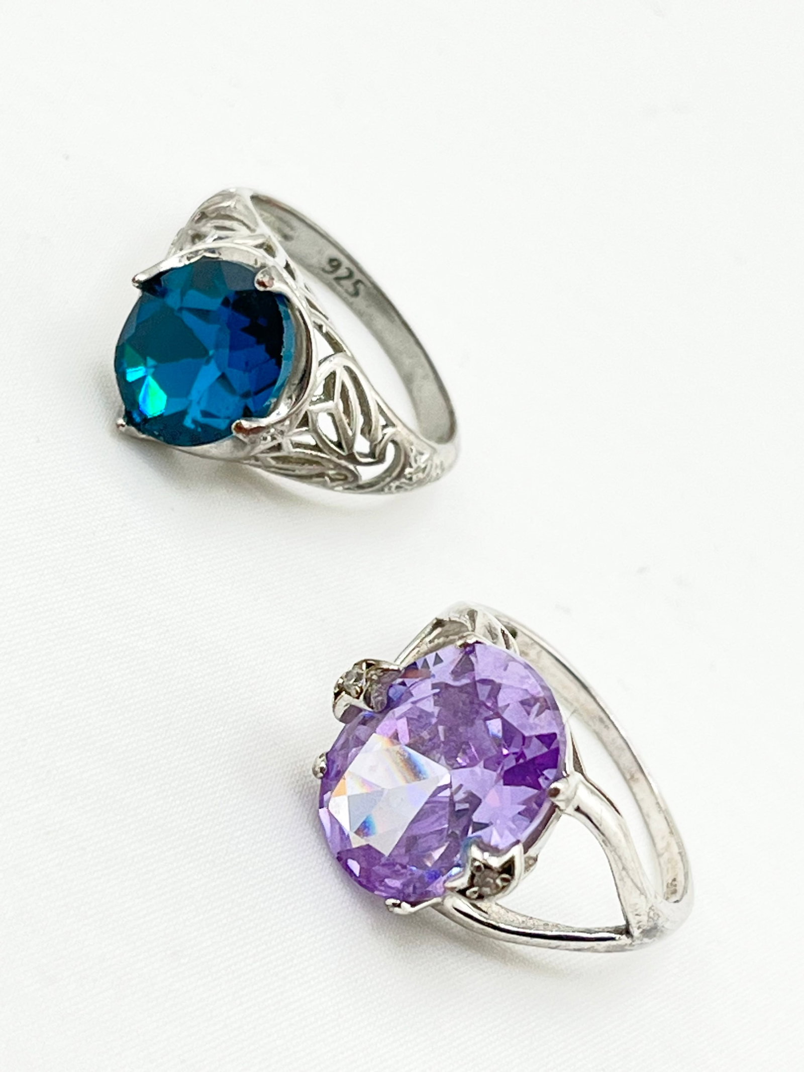 925 Sterling Silver Two Unit Amethyst And Blue Topaz Rings Lot (1 of 6)