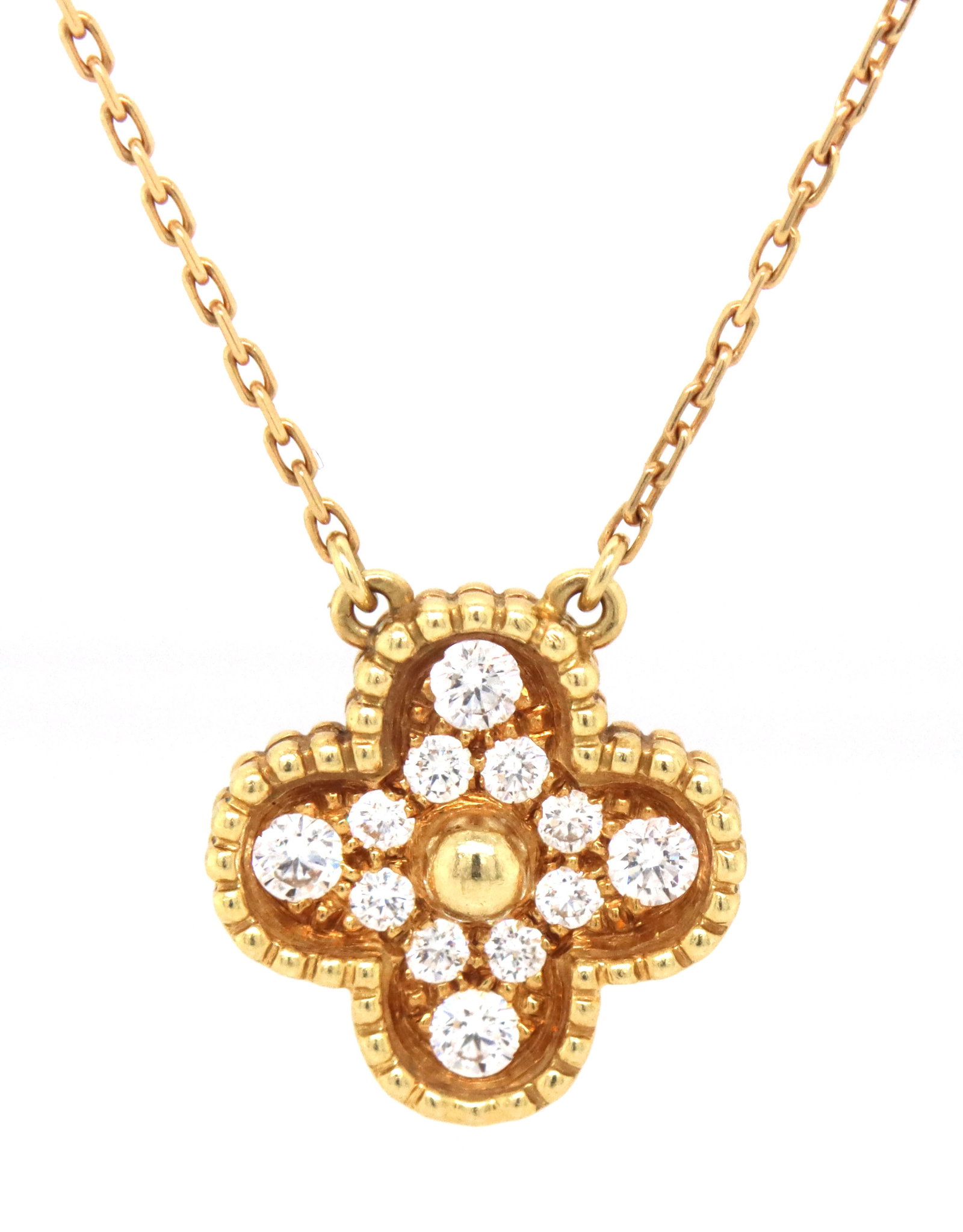 18KT Yellow Gold Full Diamond pave Clover Pendant (1 of 4)
