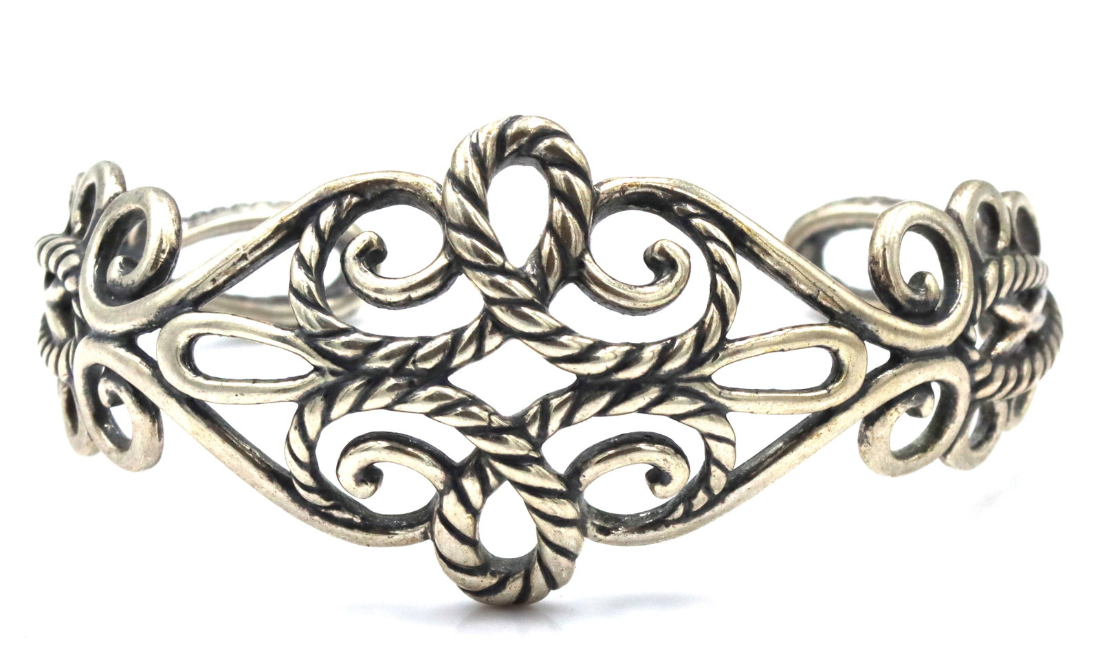 925 Sterling Silver Vintage Carolyn Pollack Scroll Rope Cuff bracelet (1 of 5)