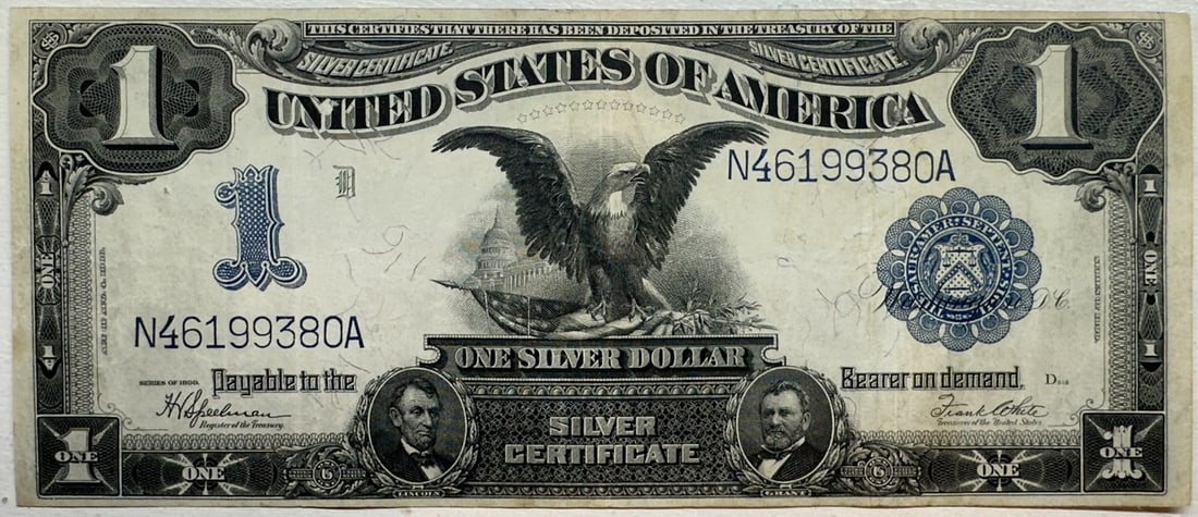 1923 $1 Silver Certificate Fr. 237 Speelman White Funnyback Circulated Choice Example: 1923 $1 Silver Certificate, Friedberg 237, commonly referred to as the ?Funnyback? due to its ornate reverse design. This classic large-size note features the familiar portrait of George Washington at