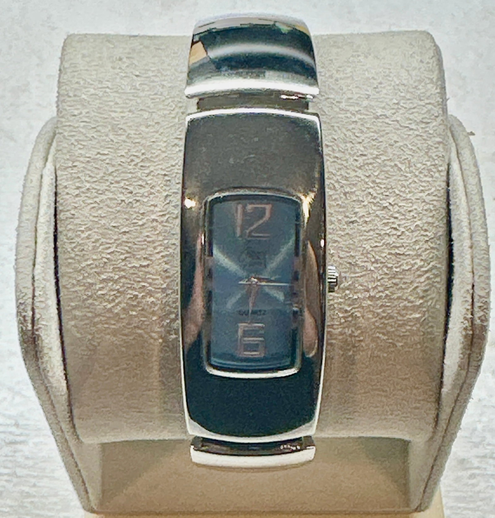 Modern Stainless Steel Blue Dial Cuff Watch Sleek Contemporary Design (1 of 5)