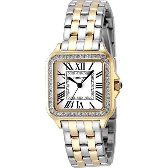 Invicta Angel Women's Two-Tone Stainless Steel Square Watch ? Silver Dial, Crystal Bezel (1 of 1)