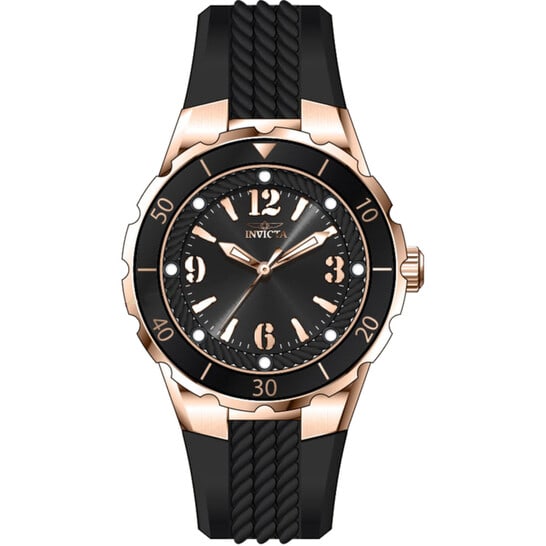 Invicta Angel Black Dial Rose Gold-Tone Stainless Steel Unisex Watch (1 of 2)