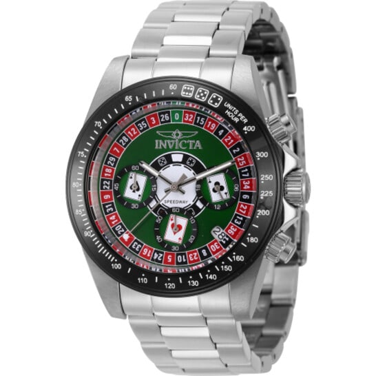 Invicta Speedway Chronograph GMT Green Dial Stainless Steel Men's Watch (1 of 1)