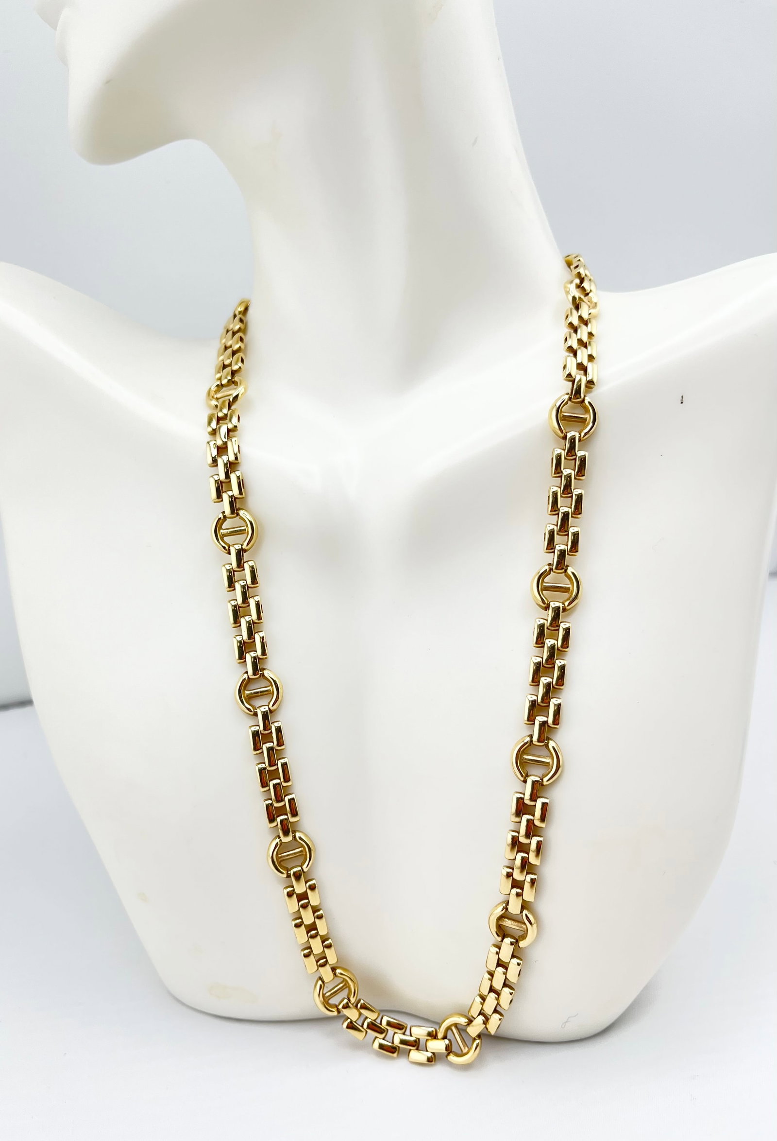 Italian 14KT Yellopw Gold Solid Panter Chain With H Shape Connector Links Chain (1 of 7)