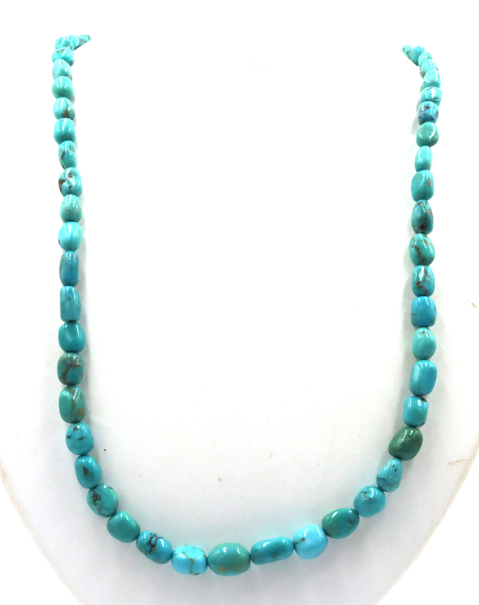 Turquoise beaded necklace with silver clasp (1 of 5)