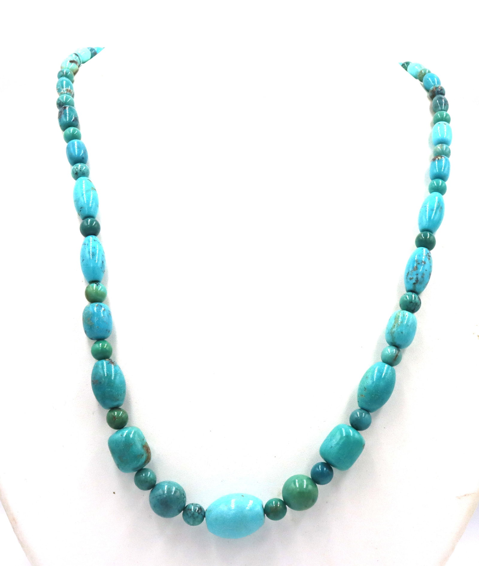 Turquoise beaded necklace with silver clasp (1 of 6)