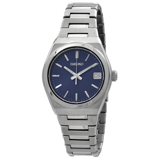 Seiko Essentials Women?s Quartz Watch ? Blue Dial, Stainless Steel Bracelet, 34mm: Refined, versatile, and built for everyday wear, this Seiko Essentials women?s watch blends classic design with reliable performance. The polished stainless steel case and bracelet create a sleek, tim