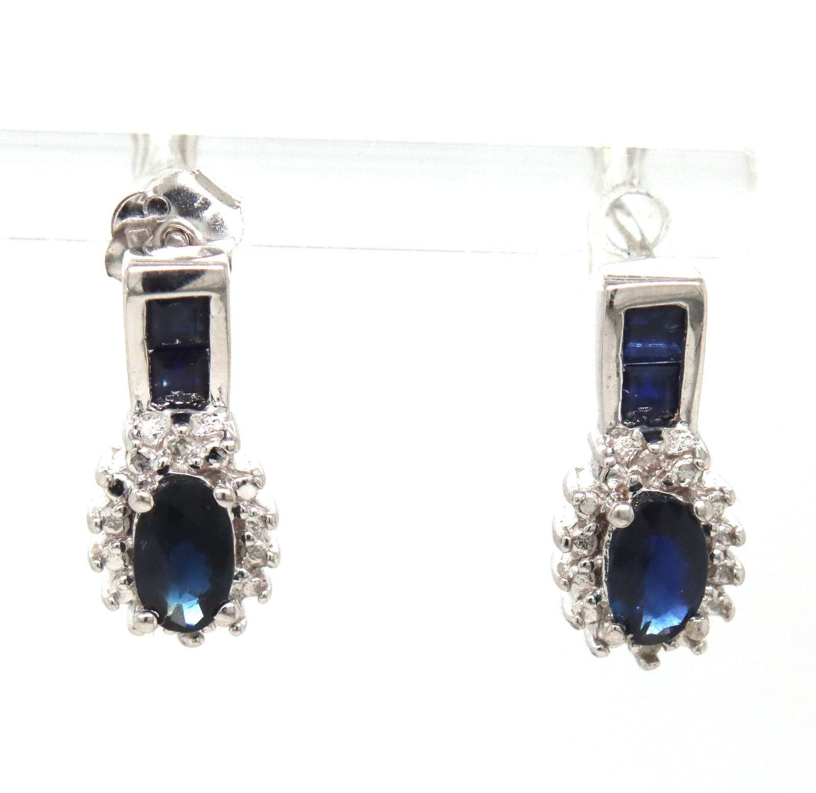 10kt White gold sapphire and diamond earrings (1 of 4)