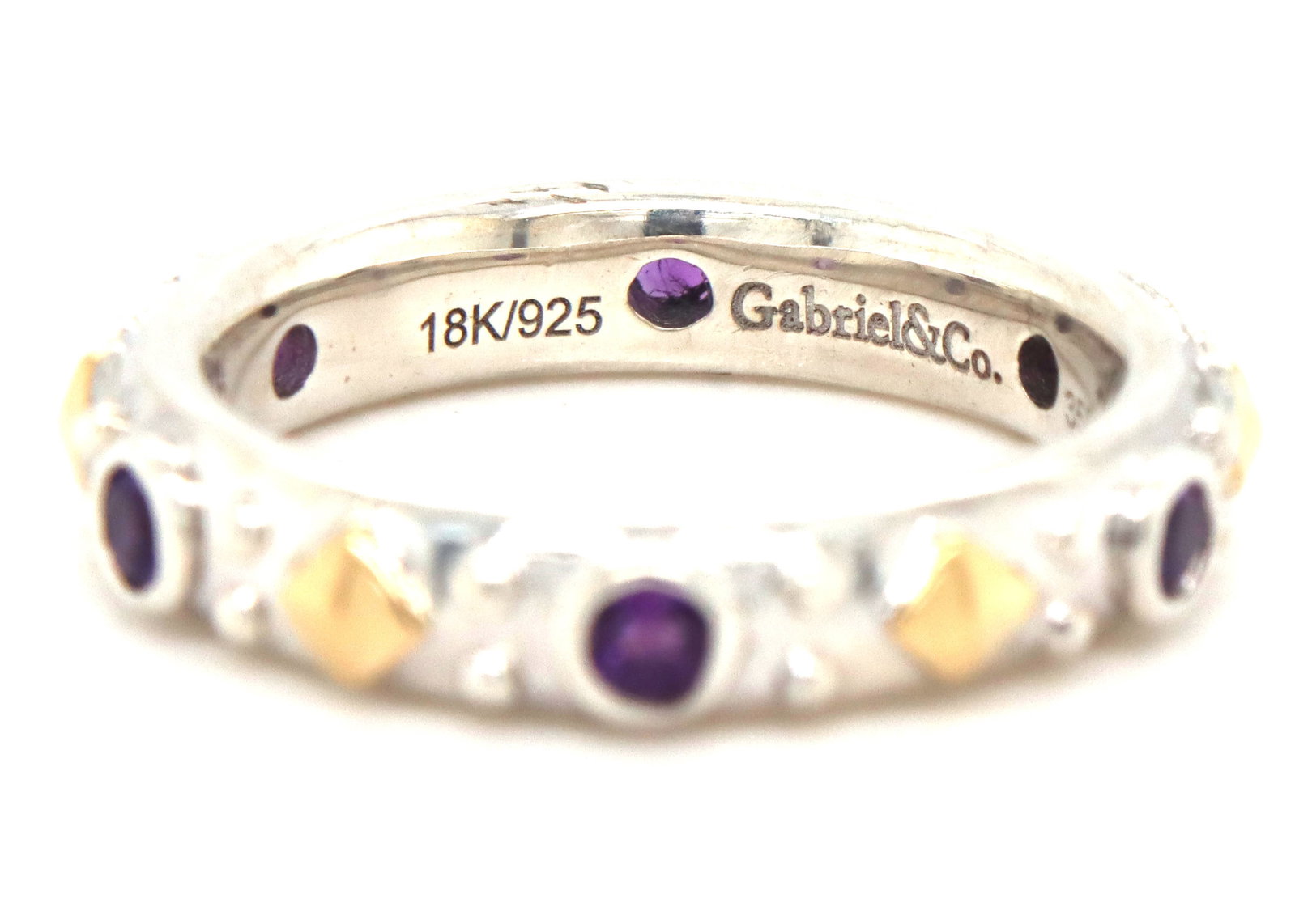 Gabriel & Co two tone bezel set amethyst stackable band - 2