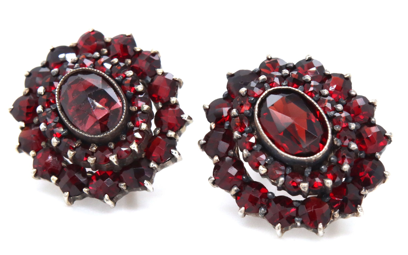 Antique Garnet cluster earrings in 925 sterling silver (1 of 3)