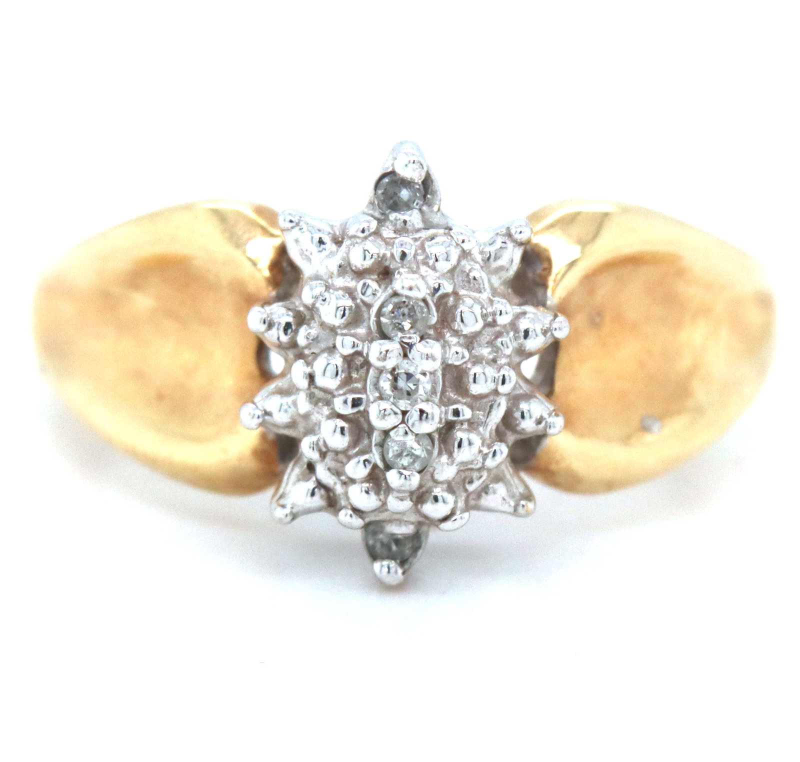 10kt Yellow gold diamond cluster ring (1 of 4)
