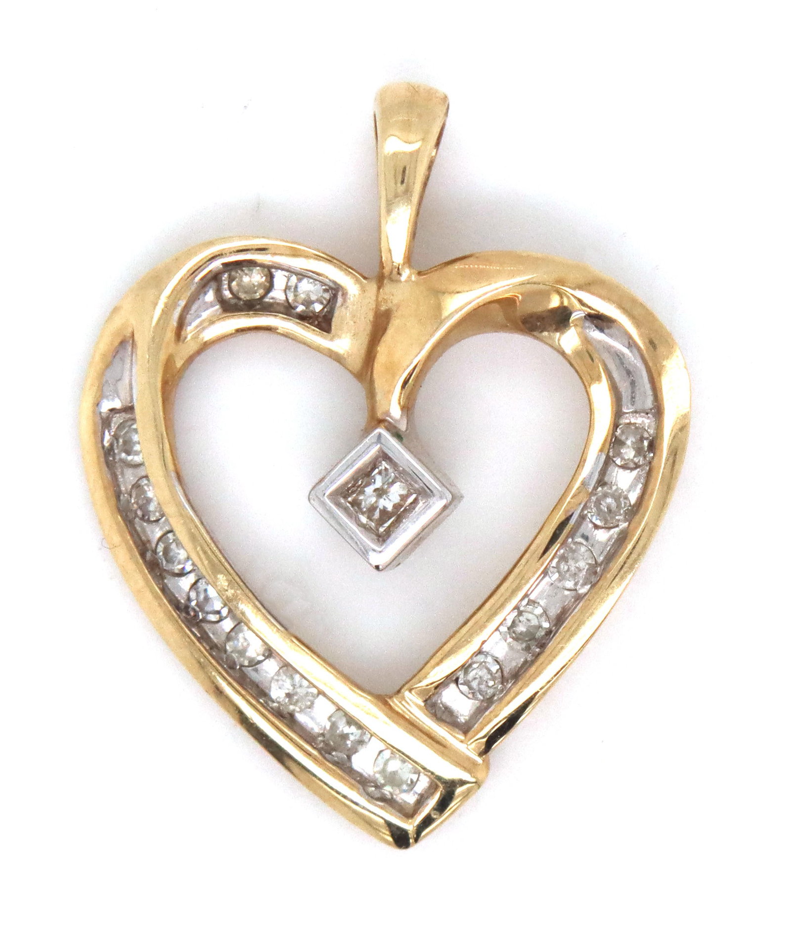 10kt Yellow gold heart shaped diamond pendant (1 of 3)