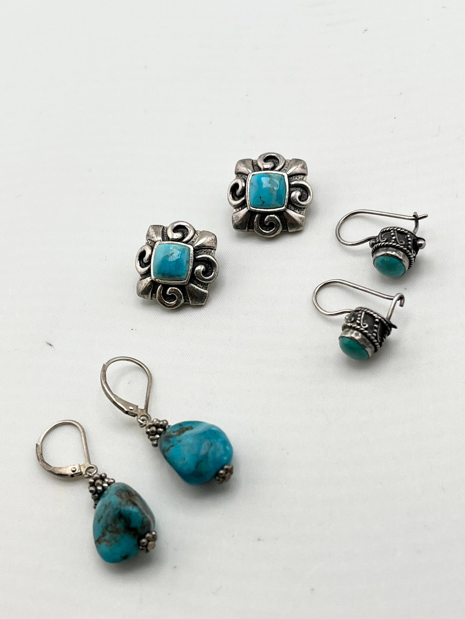 Vintage 925 Sterling Silver Turquoise Earrings Lot (1 of 5)