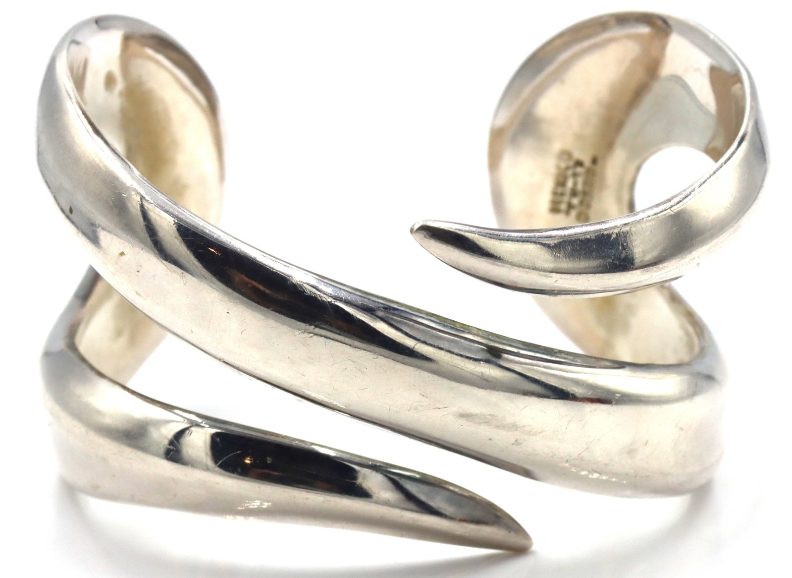 925 Sterling silver Mexico signed cuff bangle - 2