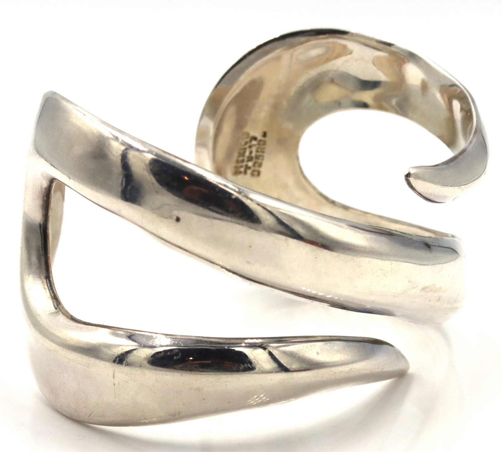 925 Sterling silver Mexico signed cuff bangle - 3