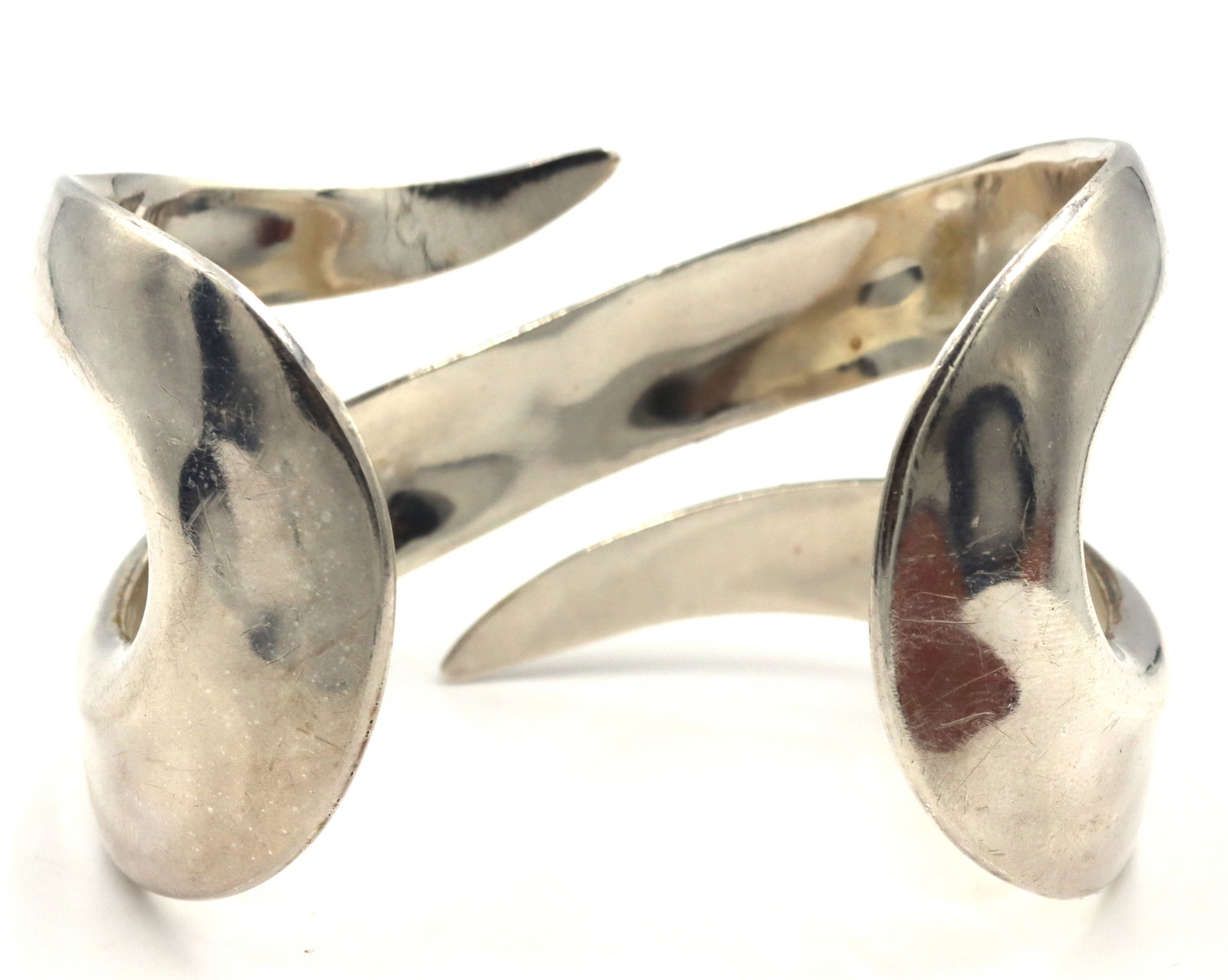 925 Sterling silver Mexico signed cuff bangle - 6
