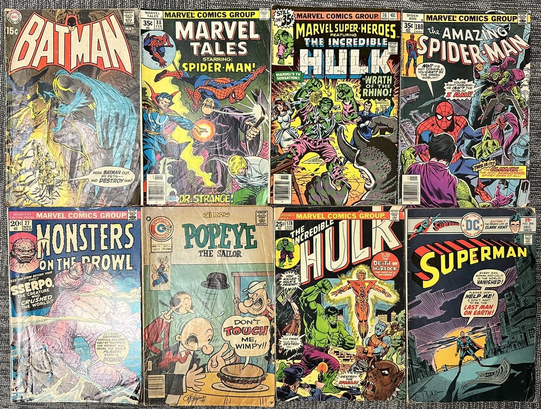 Vintage Bronze Age Comic Book Lot of 8 Marvel & DC Batman Spider-Man Hulk Superman (1 of 10)