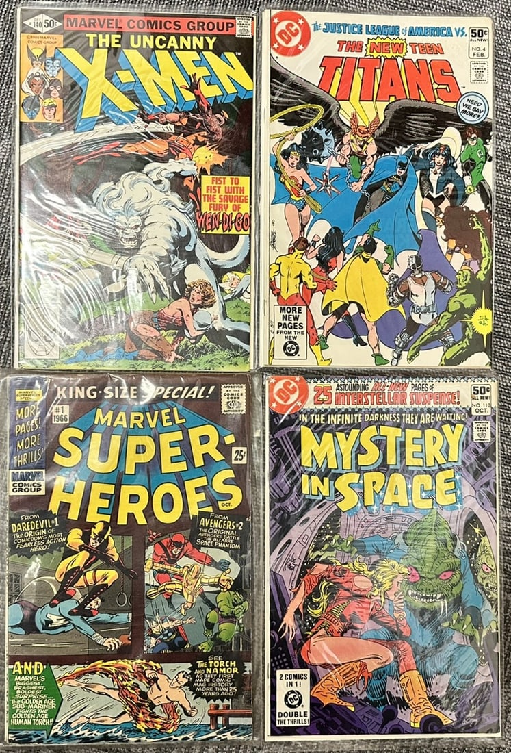 Vintage Bronze Age Comic Book Lot of 4 Marvel & DC Comics X-Men #140 New Teen Titans #4 (1 of 5)