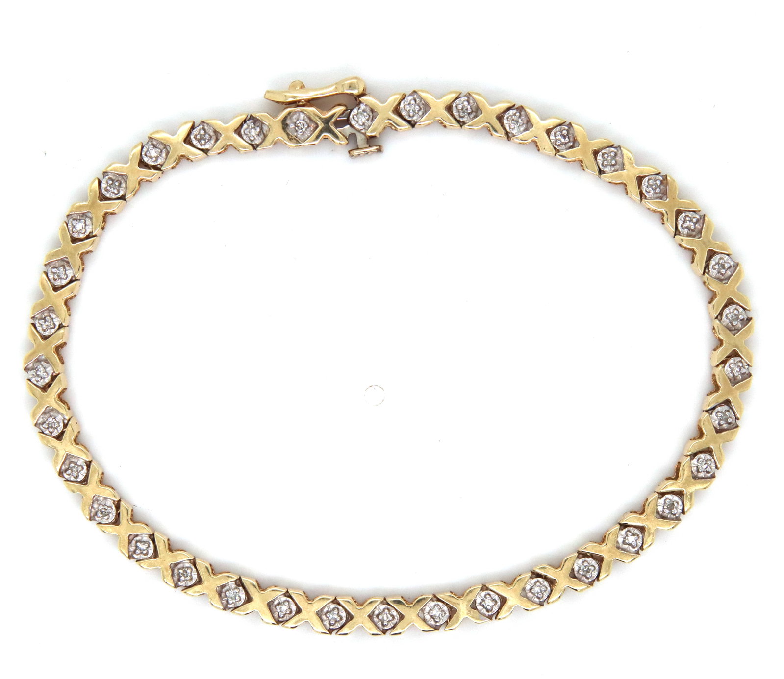 10kt Yellow gold diamond X link bracelet (1 of 5)