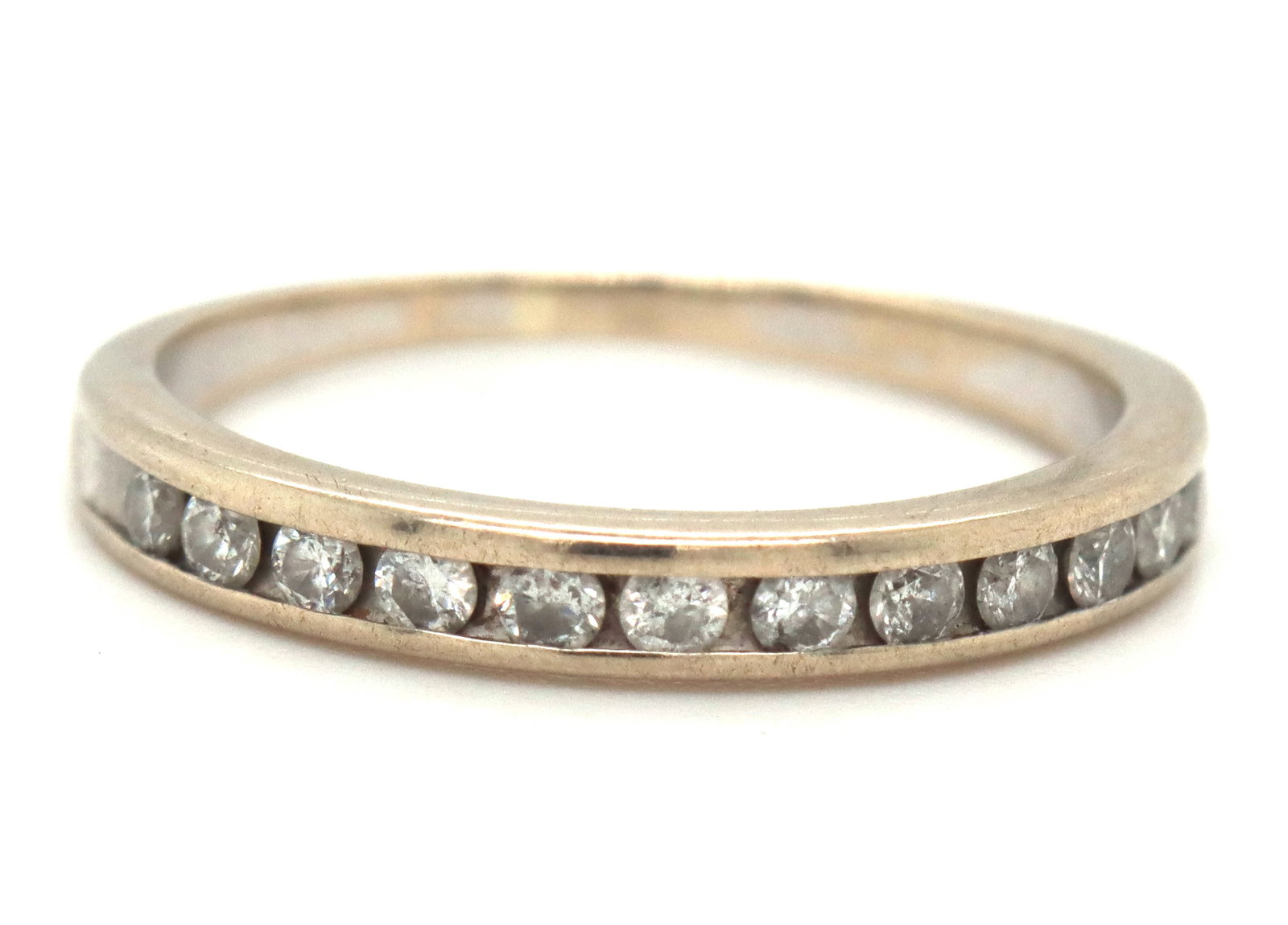10kt White gold round brilliant cut diamond band (1 of 4)