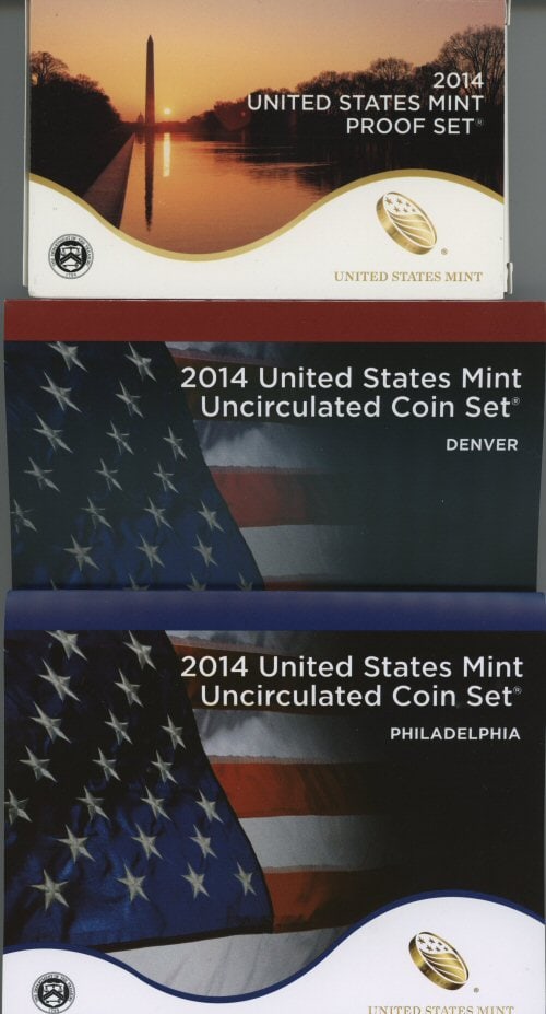 2014 U.S. Mint Set & Proof Set ? Original Packaging (2 Sets Total): 2014 United States Mint Set and one 2014 United States Proof Set, offering a complete pairing from the same year. Both sets remain housed in their original U.S. Mint packaging, just as issued, and pre
