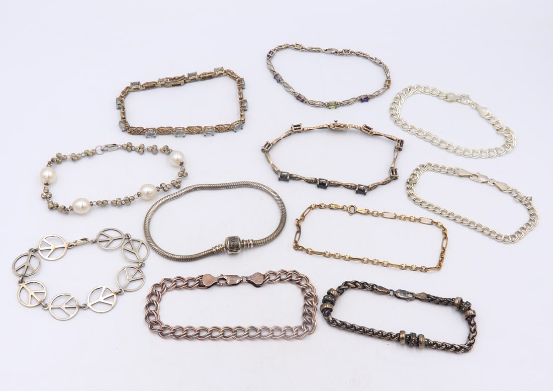 Group Lot of 11 Vintage 925 Sterling Silver Bracelets (1 of 13)