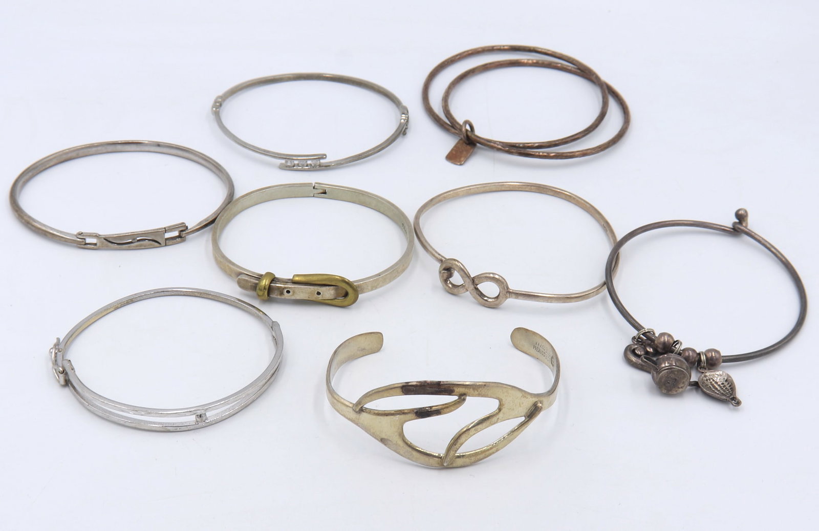 Group lot of vintage 925 sterling silver bangles (1 of 10)