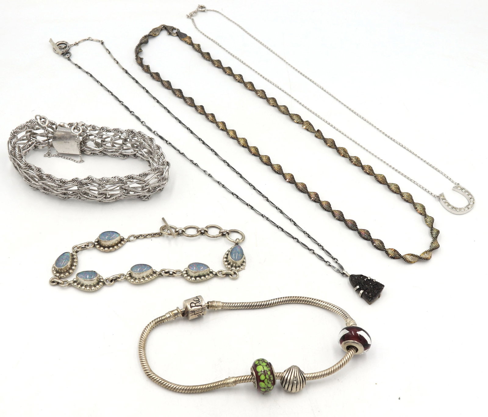 Group lot of vintage 925 sterling silver bracelets and necklaces (1 of 13)