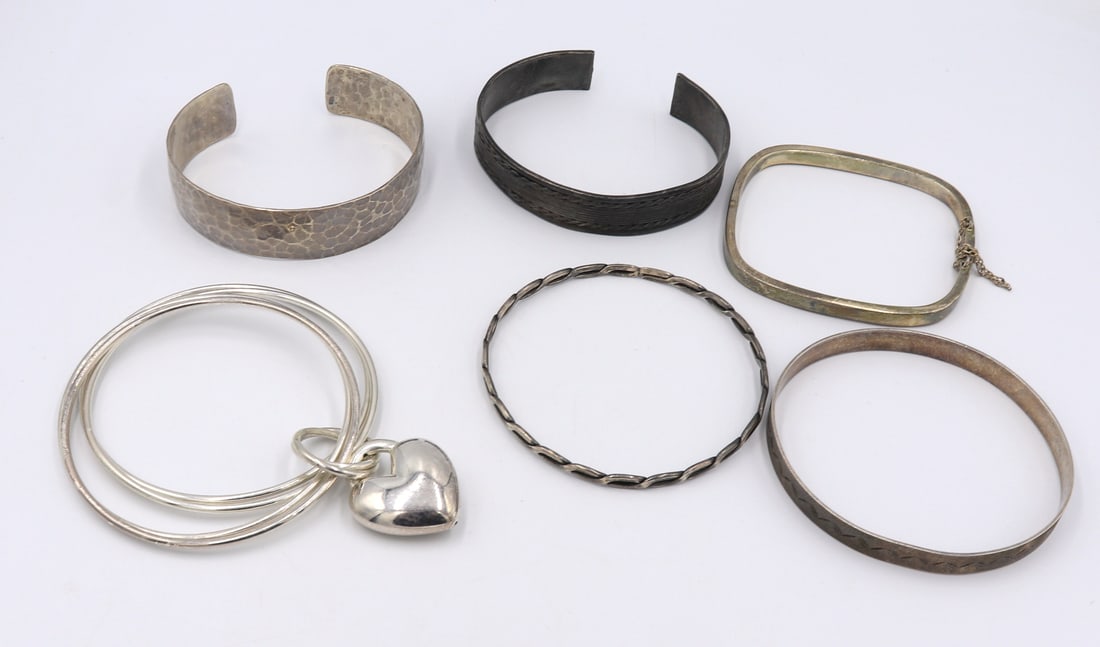 Group lot of Vintage 925 sterling silver bangles (1 of 10)